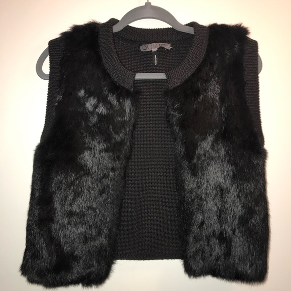 Real Rabbit Fur vest- black knitted S - Picture 2 of 8
